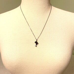 Silver Tone Dolphin Pendant Fashion Necklace Abalone Shell Inlay - 18 inch